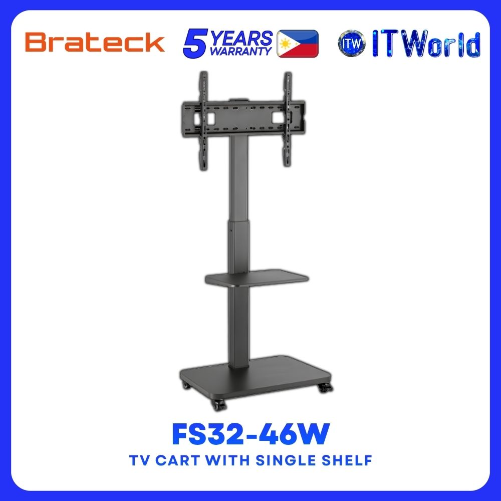 Brateck FS32-46W TV Cart with Single Shelf Support most 37"-75" TVs