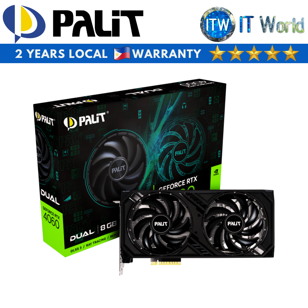 ITW | Palit Geforce RTX 4060 8GB GDDR6 Dual Graphic Card (NE64060019P1-1070D)