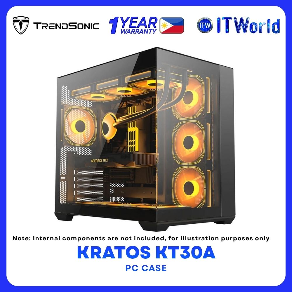 Trendsonic Kratos KT30A Dual Chamber Tempered Glass Front & Side Panel PC Case - Black