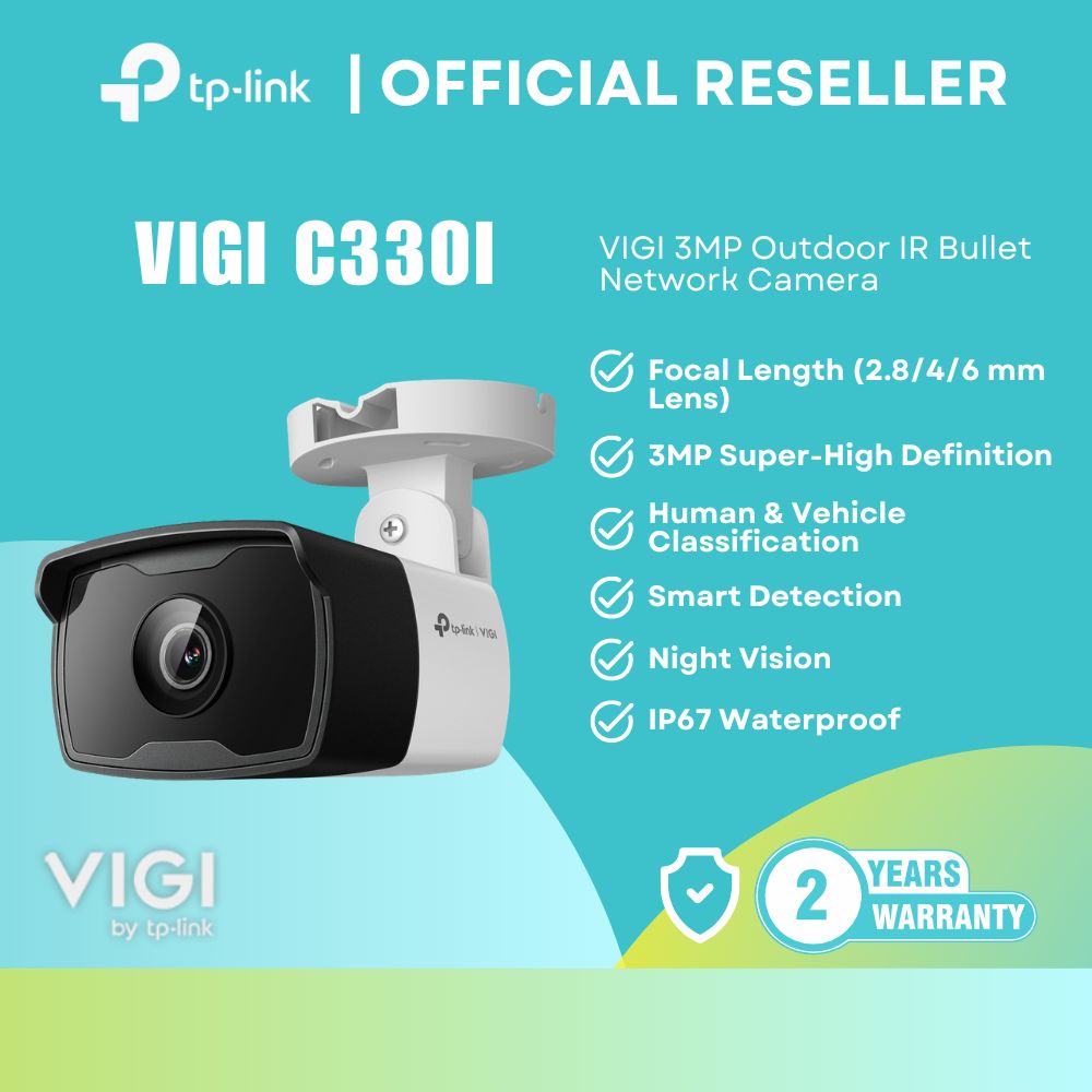 TP-Link VIGI C330I 3MP IP67 Waterproof Outdoor IR Bullet Network Camera - Focal Length 2.8/4/6mm
