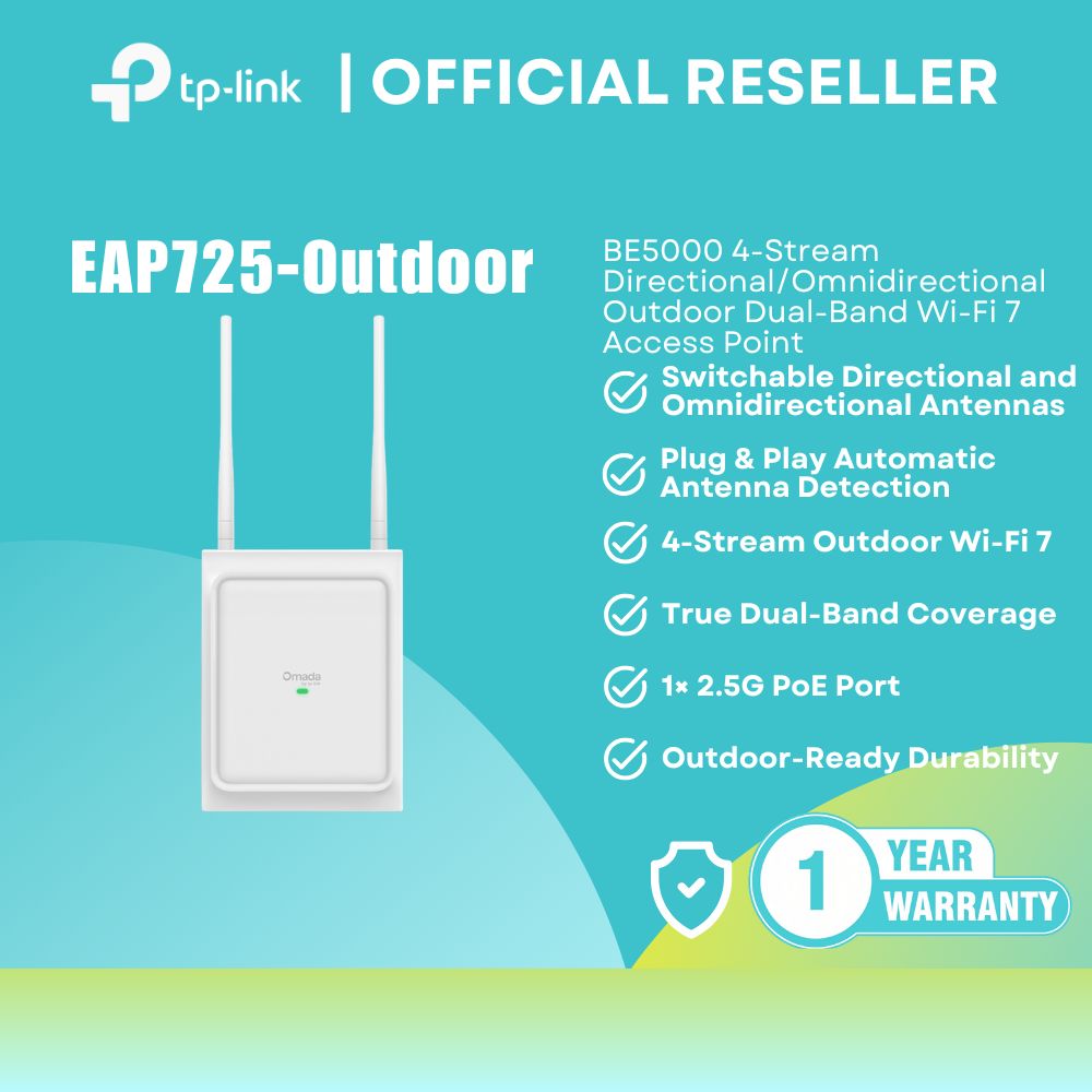 TP-Link Omada EAP725-Outdoor BE5000 Wi-Fi 7 Outdoor Access Point Dual-Band IP66 EAP725-Outdoor