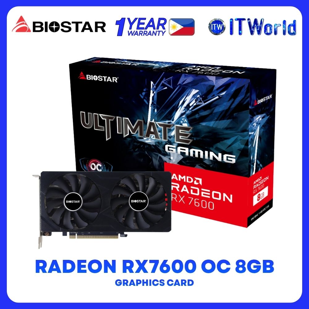 Biostar Radeon RX7600 OC 8GB GDDR6 Dual Fans Graphics Card - VA76S6RM81-TBARA-BS2