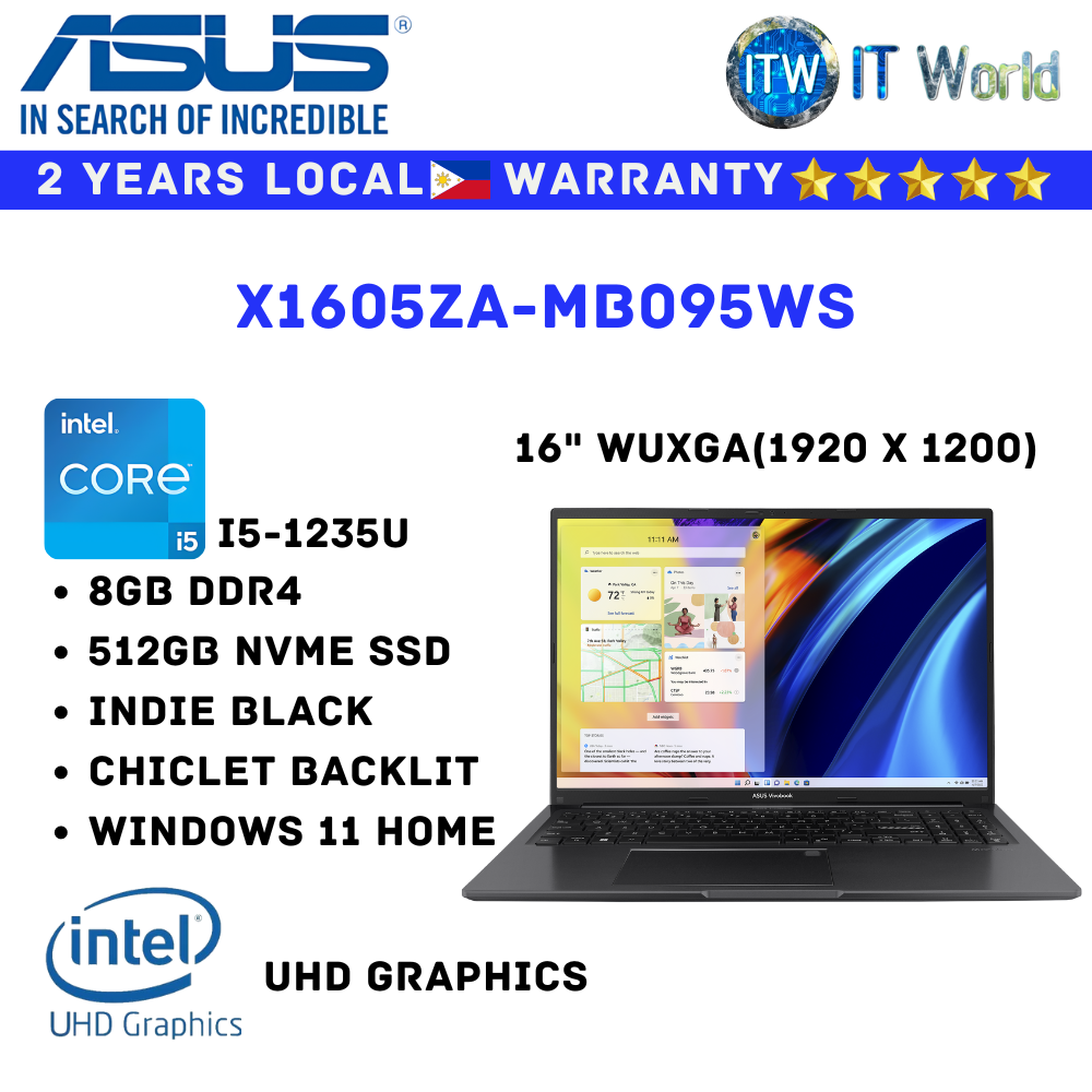 Asus Vivobook 16 OLED 16&quot; i5-1235U, WUXGA, 8GB RAM, 512GB SSD Laptop ITWorld (X1605ZA-MB065WS)