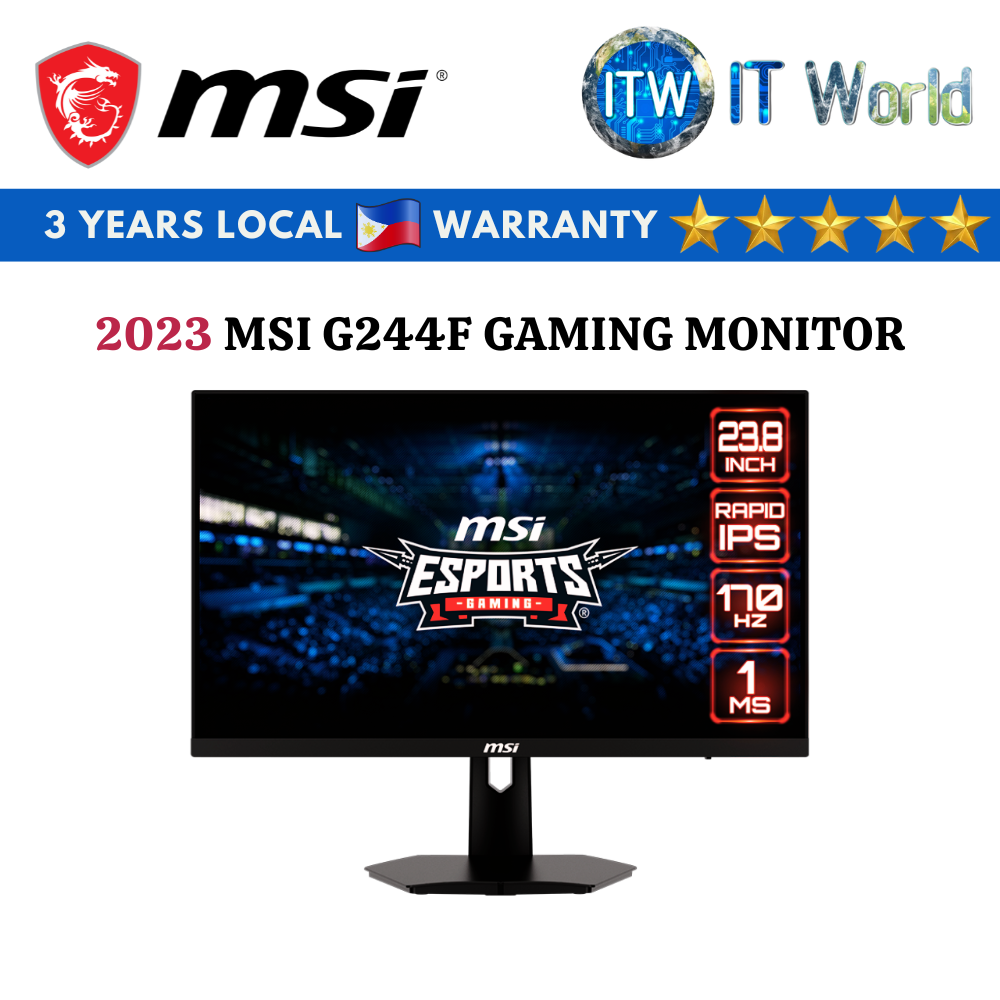 MSI G244F 23.8&quot; | 1920x1080(FHD) | Rapid IPS | 170Hz | 1ms(GTG) Esports Gaming Monitor (2023 Model)