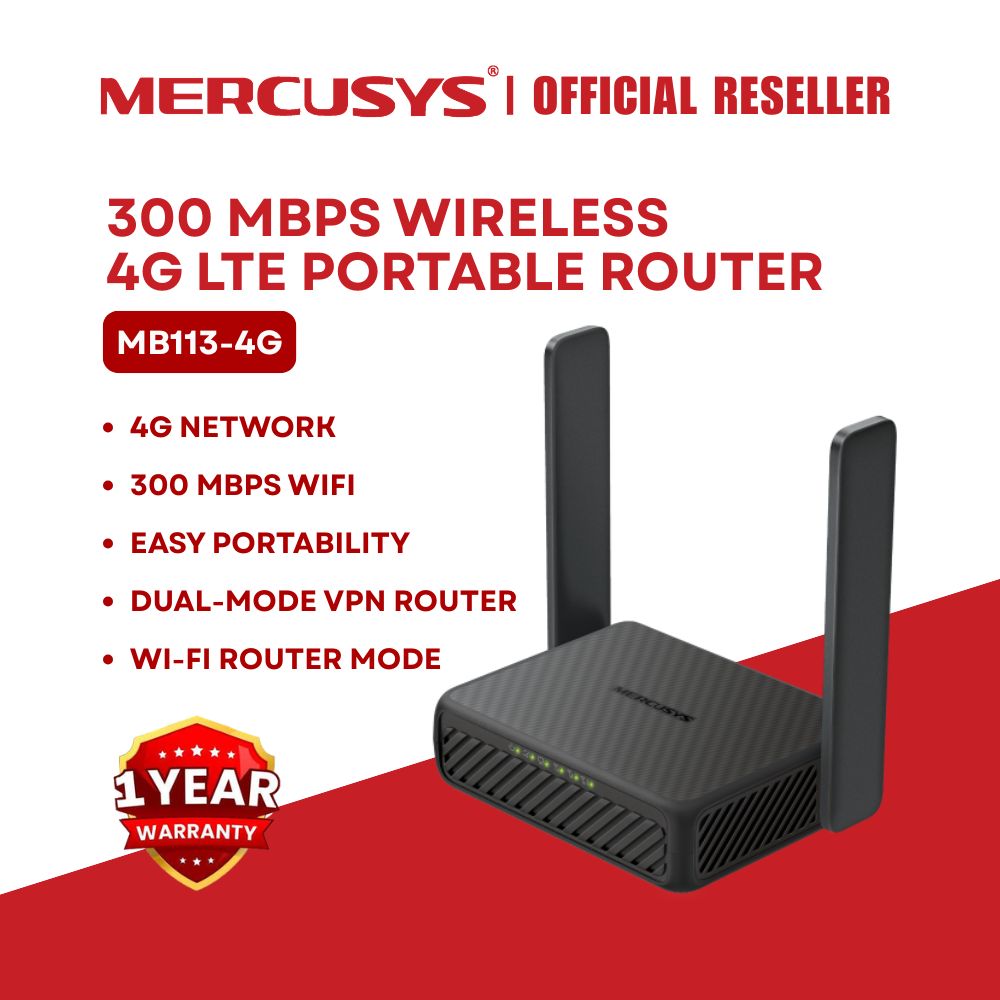 Mercusys MB113-4G 300Mbps Wireless 4G Network LTE Dual-Mode VPN Portable Router