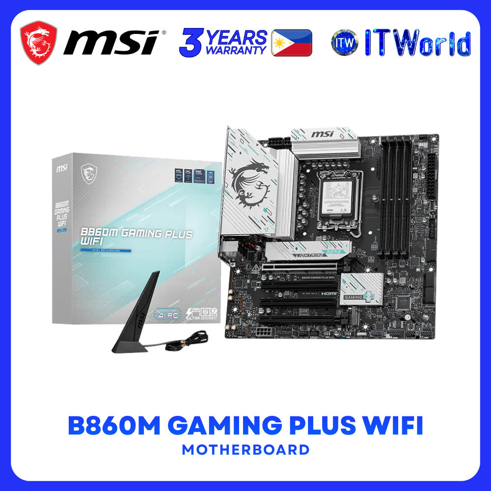 MSI B860M GAMING PLUS WIFI mATX LGA1851 DDR5 PCIe 5.0 Wi-Fi 7 5G LAN Thunderbolt Motherboard itw
