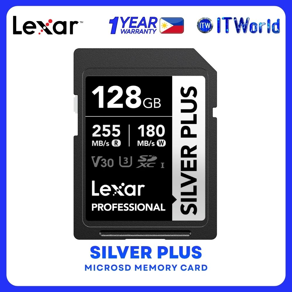 Lexar Professional Silver Plus 128GB 255MB/s Read 180MB/s Write SDXC UHS-I Card LSDSIPL128G-BNNNG