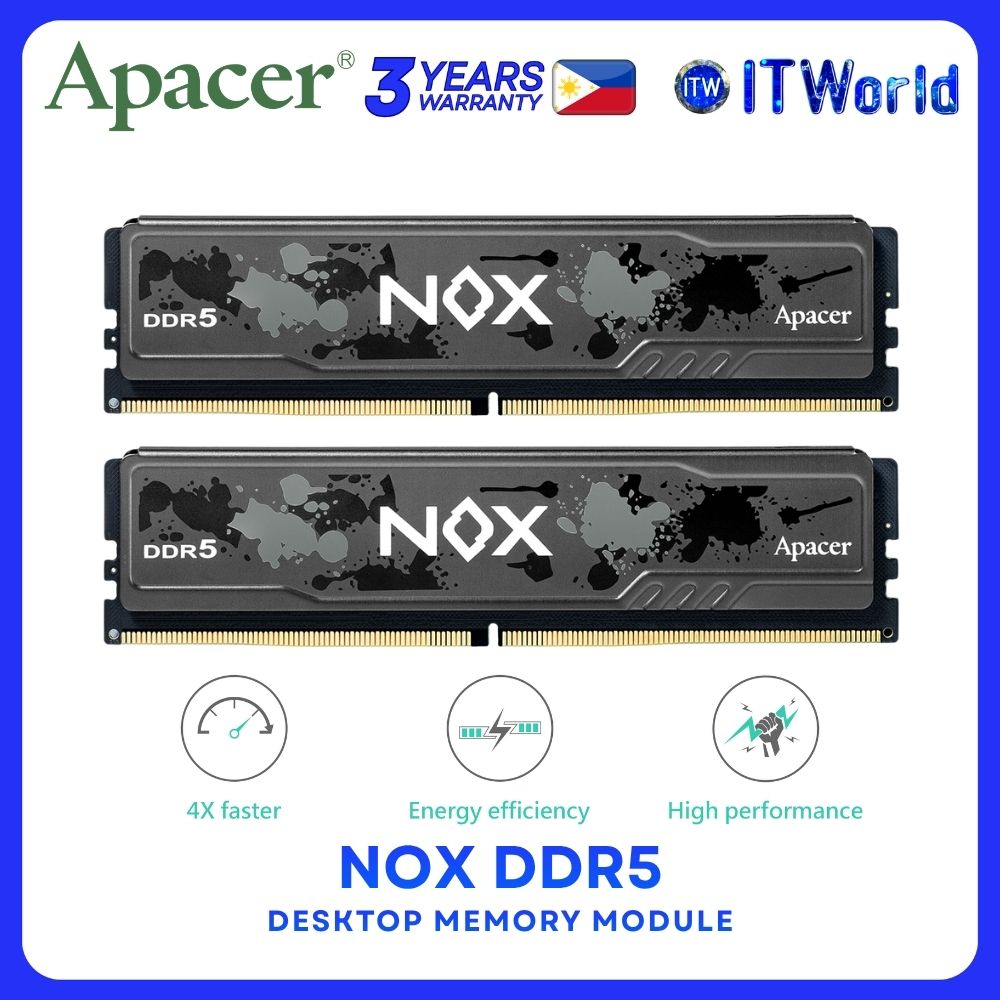 Apacer NOX 32GB (16GBx2) DDR5-6000Mhz Desktop Memory Module Dual Kit - AH5U32G60C622MBAA-2 itw