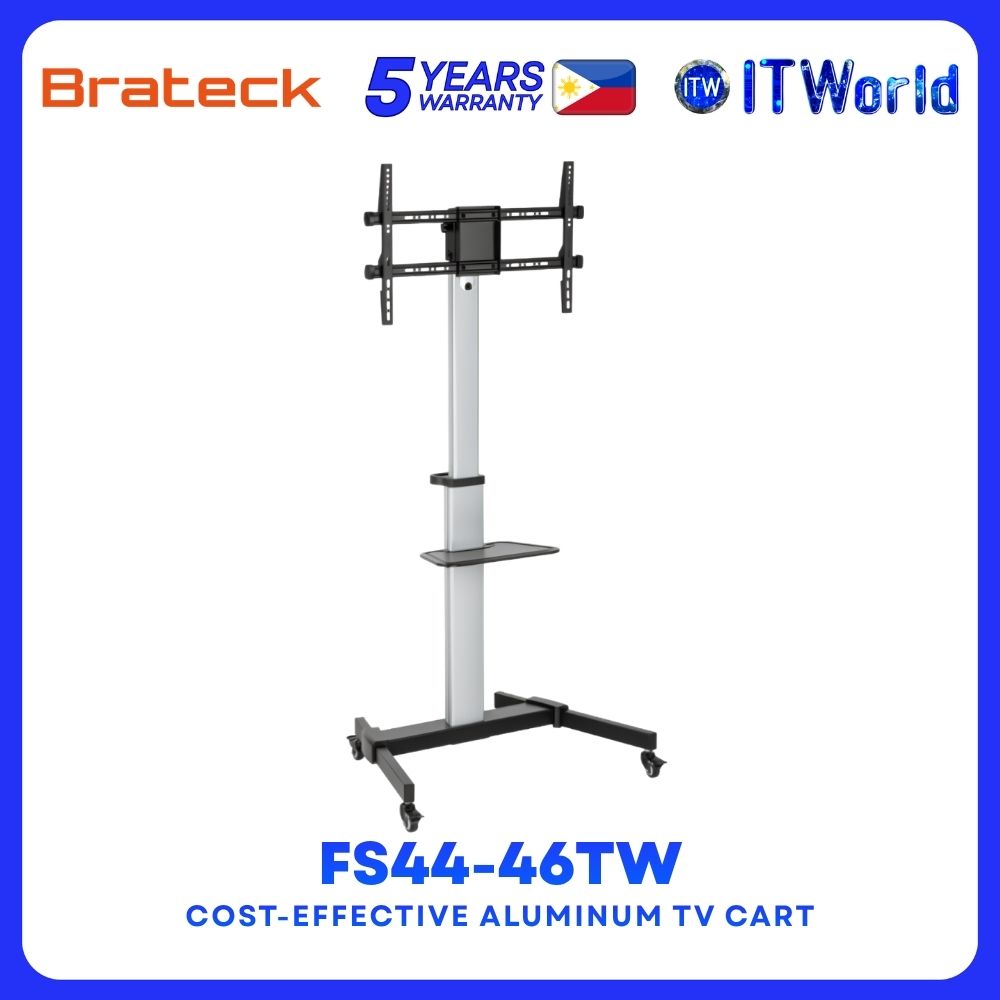 Brateck FS44-46TW Cost-Effective Lightweight Construction Aluminum TV Cart support 37"-86" TVs