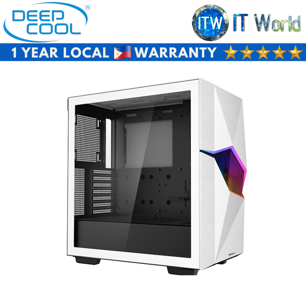 Deepcool Cyclops Mid-Tower Tempered Glass PC Case (Black/White) (White)