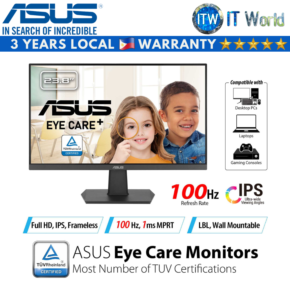 ASUS VA24EHF - 24&quot; FHD / IPS / 1ms / Non-Glare Flicker-free Monitor