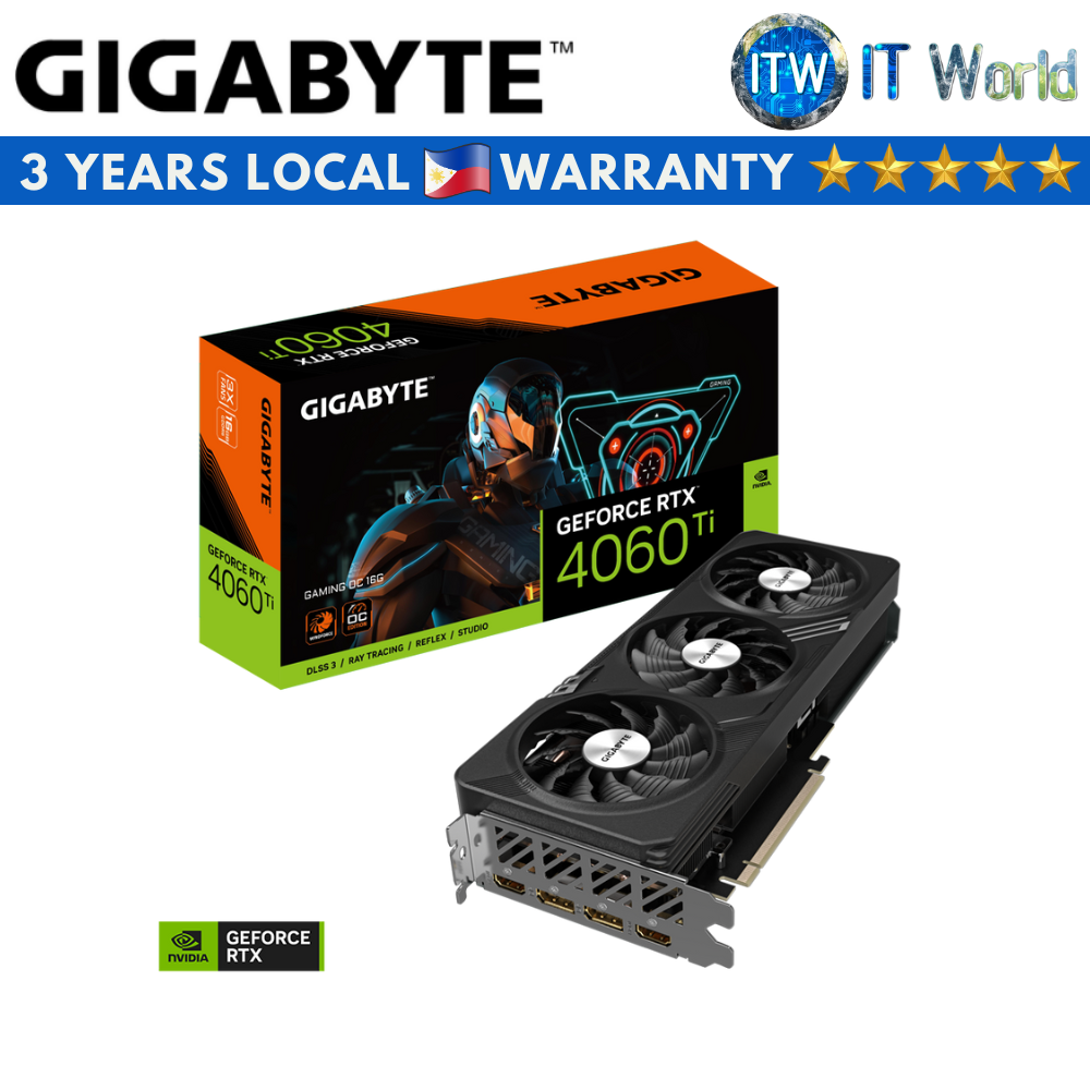 ITW | Gigabyte Geforce RTX 4060 Ti Gaming OC 16GB GDDR6 Graphic Card (GV-N406TGAMING OC-16GD)