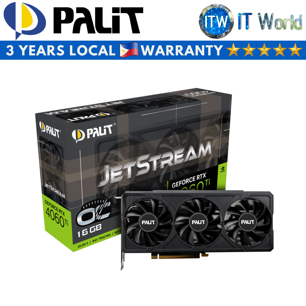 ITW | Palit Geforce RTX 4060 Ti JetStream OC 16GB GDDR6 Graphic Card (NE6406TU19T1-1061J)