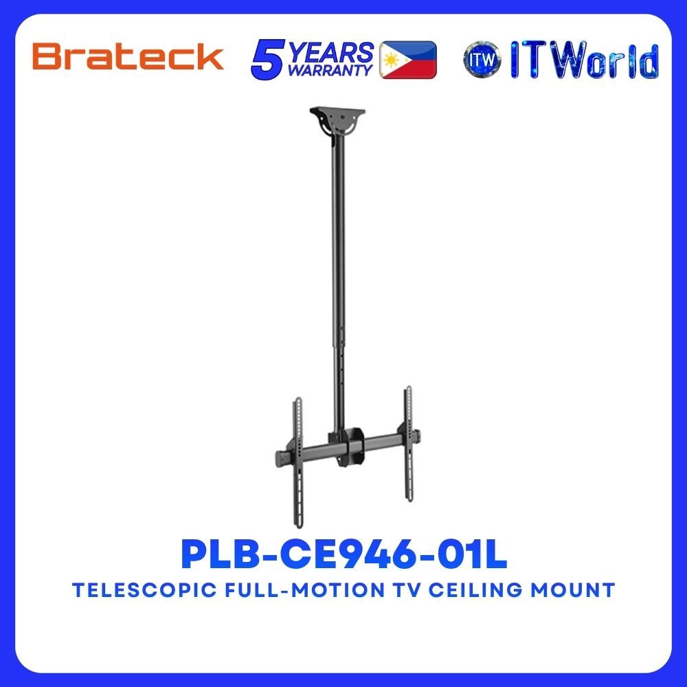 Brateck PLB-CE946-01L Telescopic Full-Motion TV Ceiling Mount for most 37"-86" LED, LCD Flat Panel