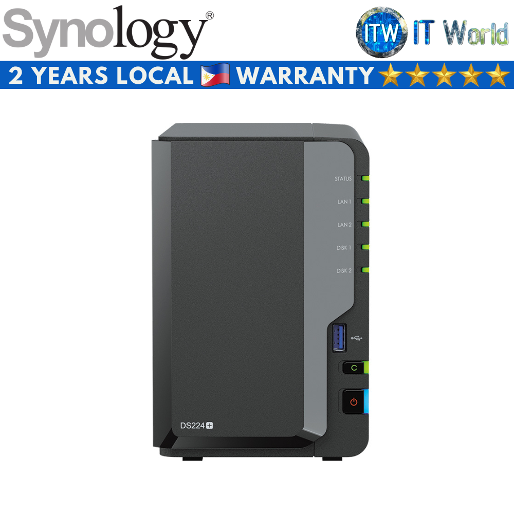 Synology DiskStation DS224+ Compact 2-Bays Desktop Network Attached Storage (NAS) (DS224+)