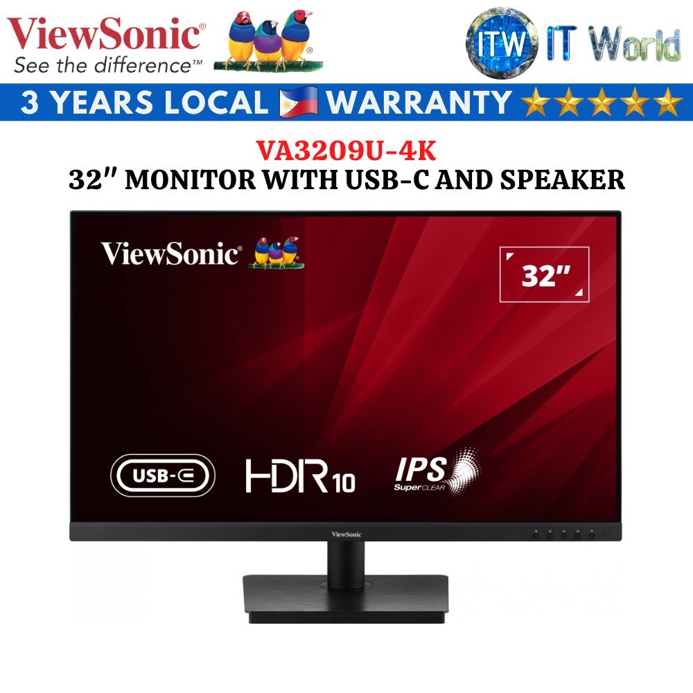 Viewsonic VA3209U-4K / 32&quot; UHD / 60Hz / IPS / 4ms Flicker-free Monitor with USB-C and Speakers