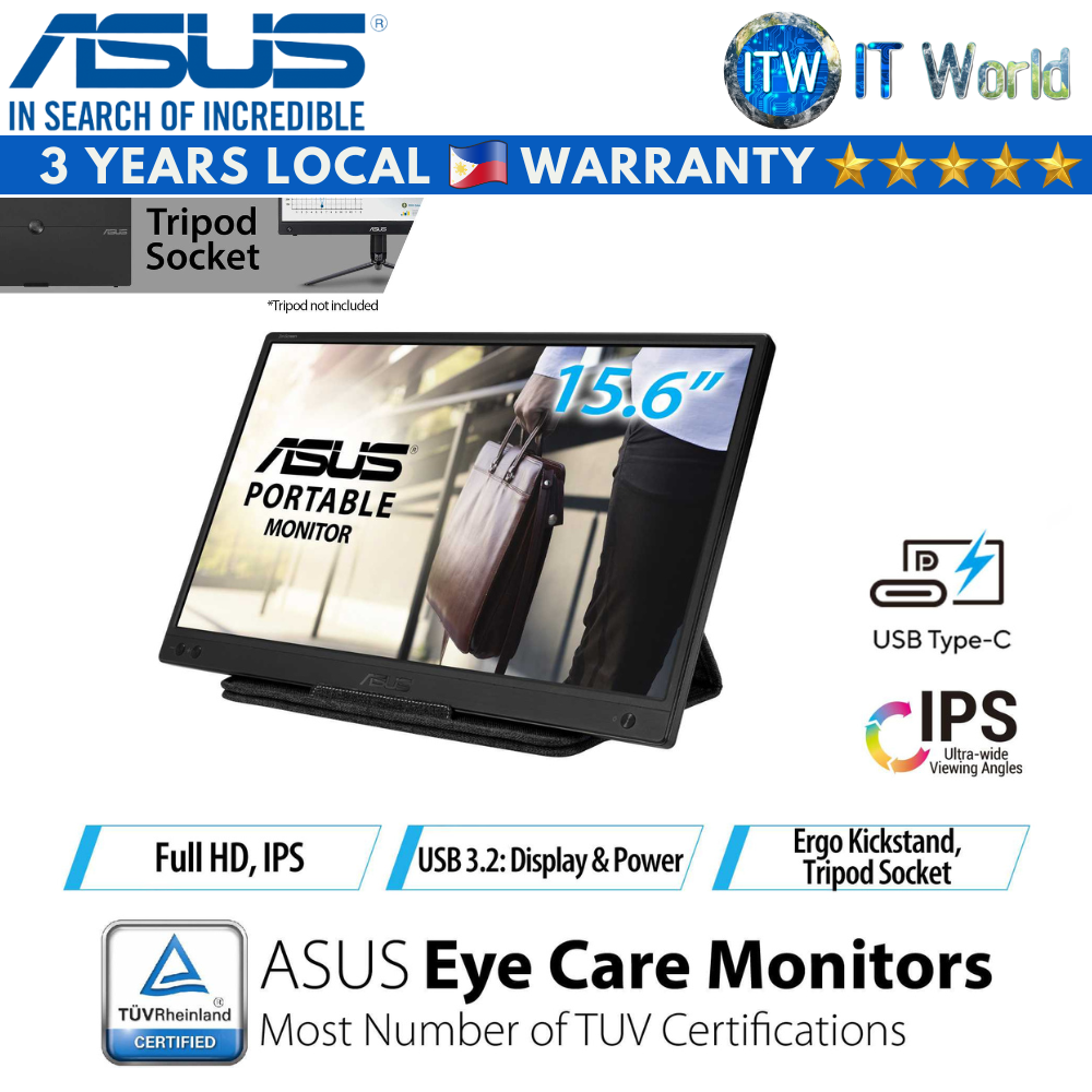 Asus ZenScreen MB166B / 16&quot; FHD / 60Hz / IPS / 25ms (Tr+Tf) / Anti-Glare Portable Monitor