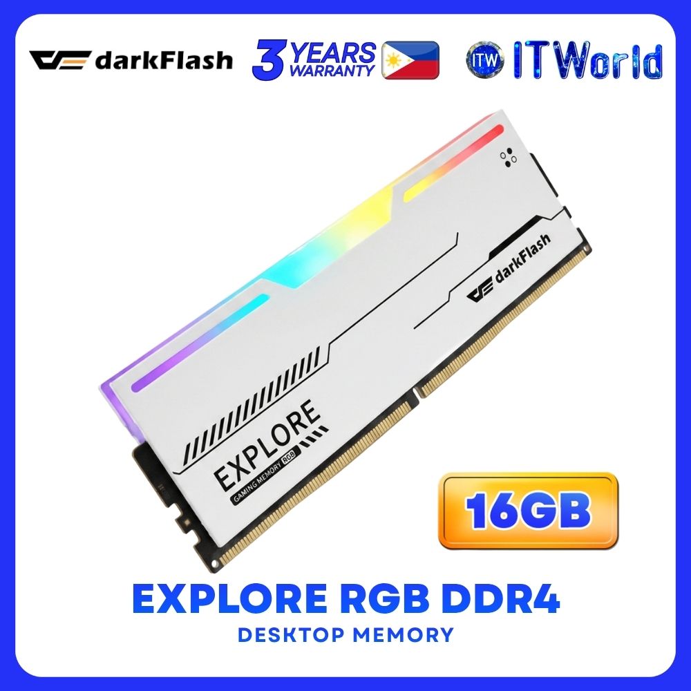 darkFlash Explore RGB 16GB (1x16GB) DDR4-3200Mhz Single Kit UDIMM Desktop Memory - White DF416322RWX