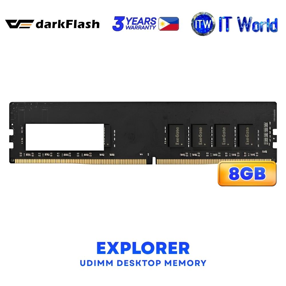 darkFlash Explorer 8GB (1x8GB) DDR4-3200Mhz UDIMM Black UDIMM Desktop Memory DF408322UXX