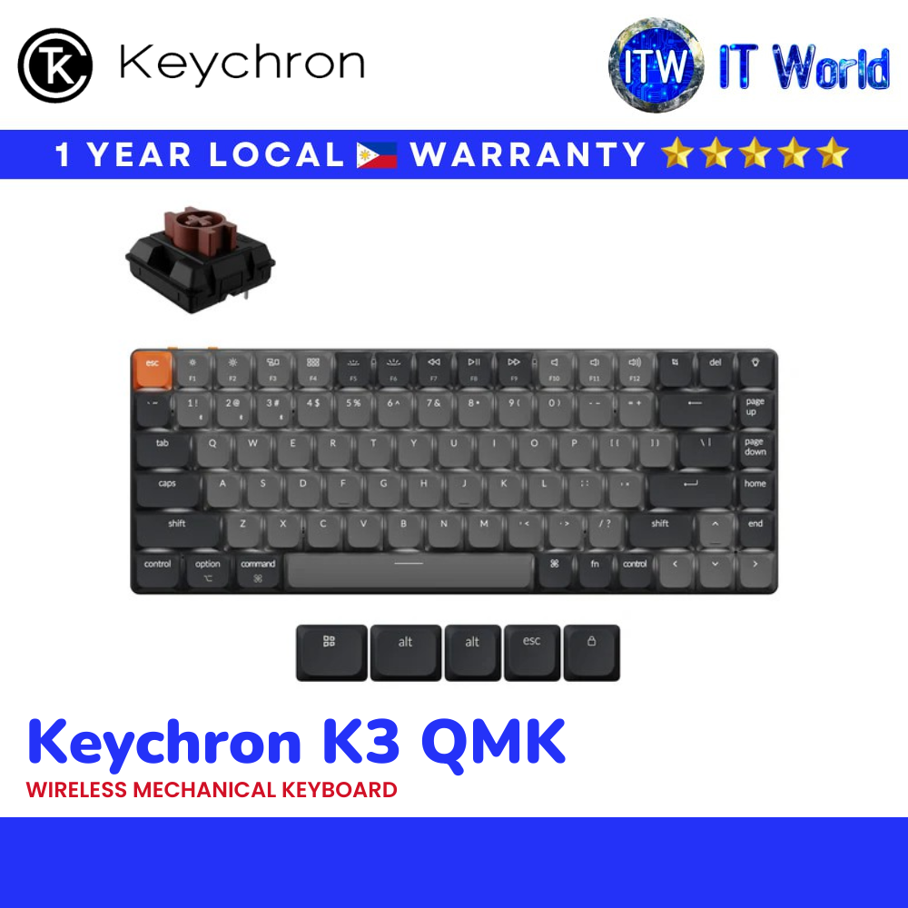 Keychron K3 QMK Wireless Mechanical Keyboard Ver.3 White Backlight (Brown Switch) (K3X-A3) | itw