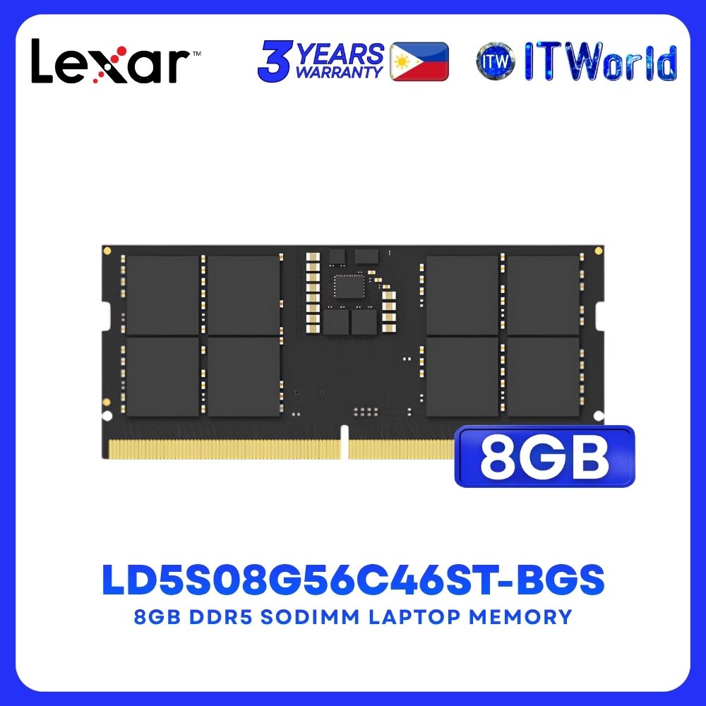LEXAR 8GB DDR5 5600MT/s SODIMM Laptop Memory CL46 LD5S08G56C46ST-BGS itw