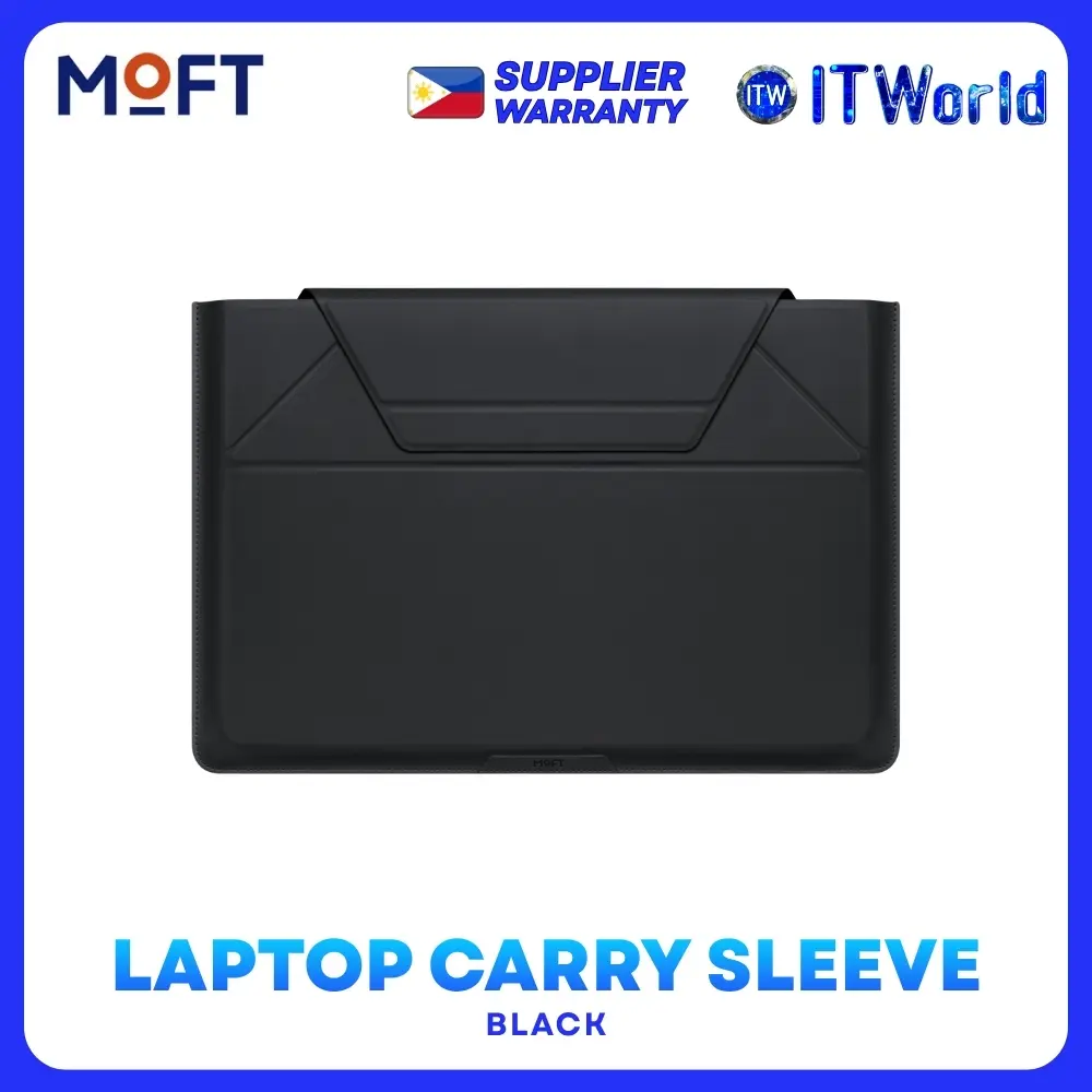MOFT 2-in-1 Laptop Carry Sleeve or 13" MacBook Pro and 11"-12" Laptops Vegan PU 15°/25° Stand Black/Seafoam 
