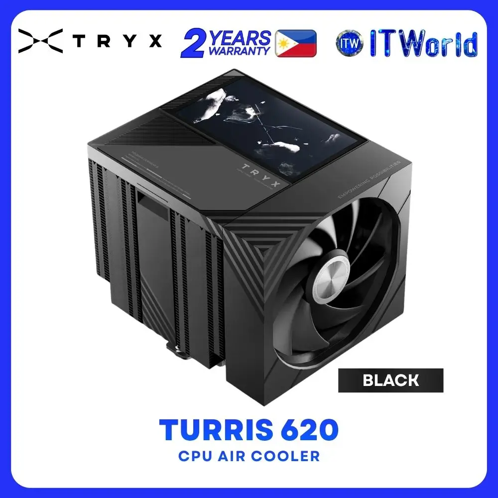 Tryx Turris 620 Dual Tower Heatsink CPU Air Cooler with 5" HD IPS Display - Black | White