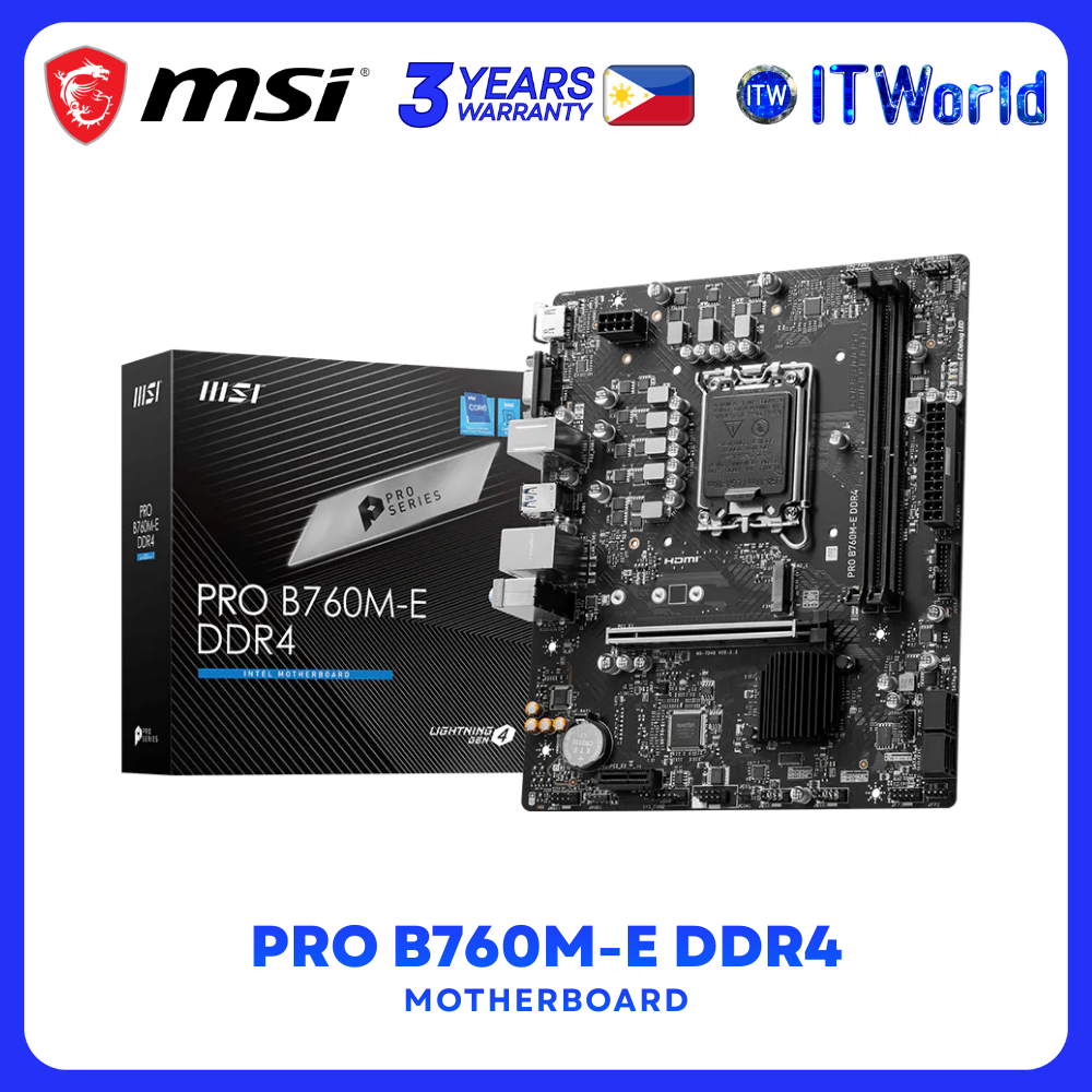 MSI PRO B760M-E DDR4 mATX LGA1700 PCIe 4.0 M.2 DDR4 Motherboard itw