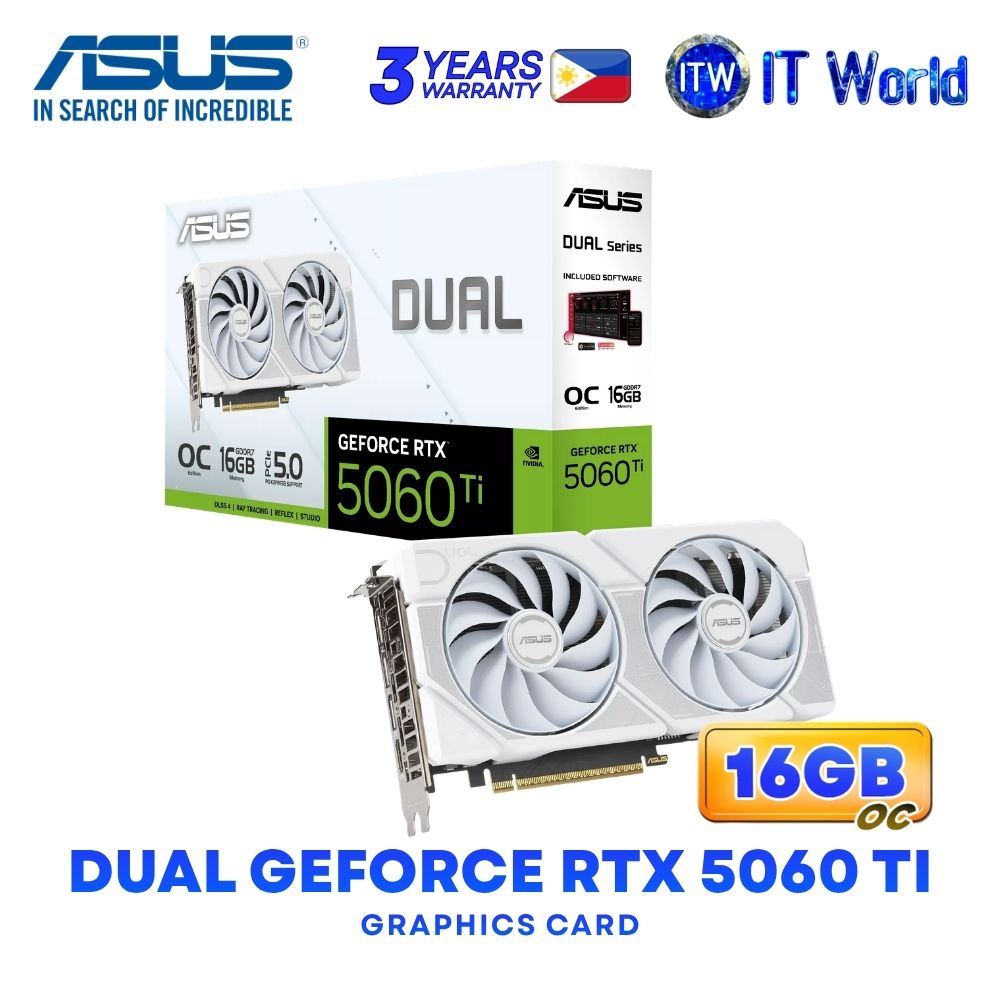 ASUS Dual Geforce RTX 5060 Ti 16GB GDDR7 White OC Edition Graphics Card DUAL-RTX5060TI-O16G-WHITE