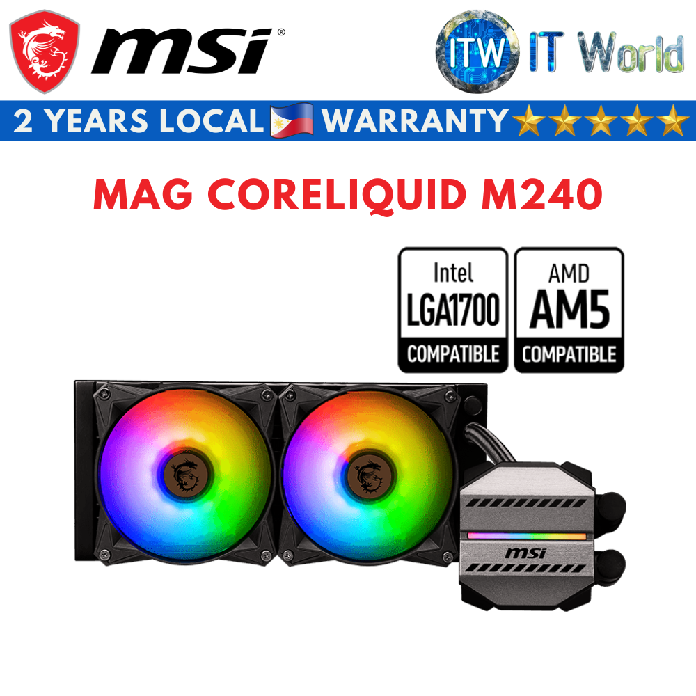 Msi Mag Coreliquid M240 Aluminum Two Ball Bearing ARGB Liquid Cooler (MAG CORELIQUID M240)