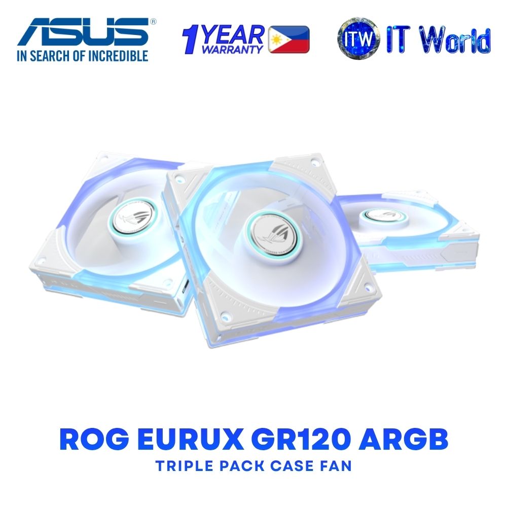 ASUS ROG Eurux GR120 ARGB White Edition Fluid Dynamic Bearing Case Fan - Triple Pack GR120-1