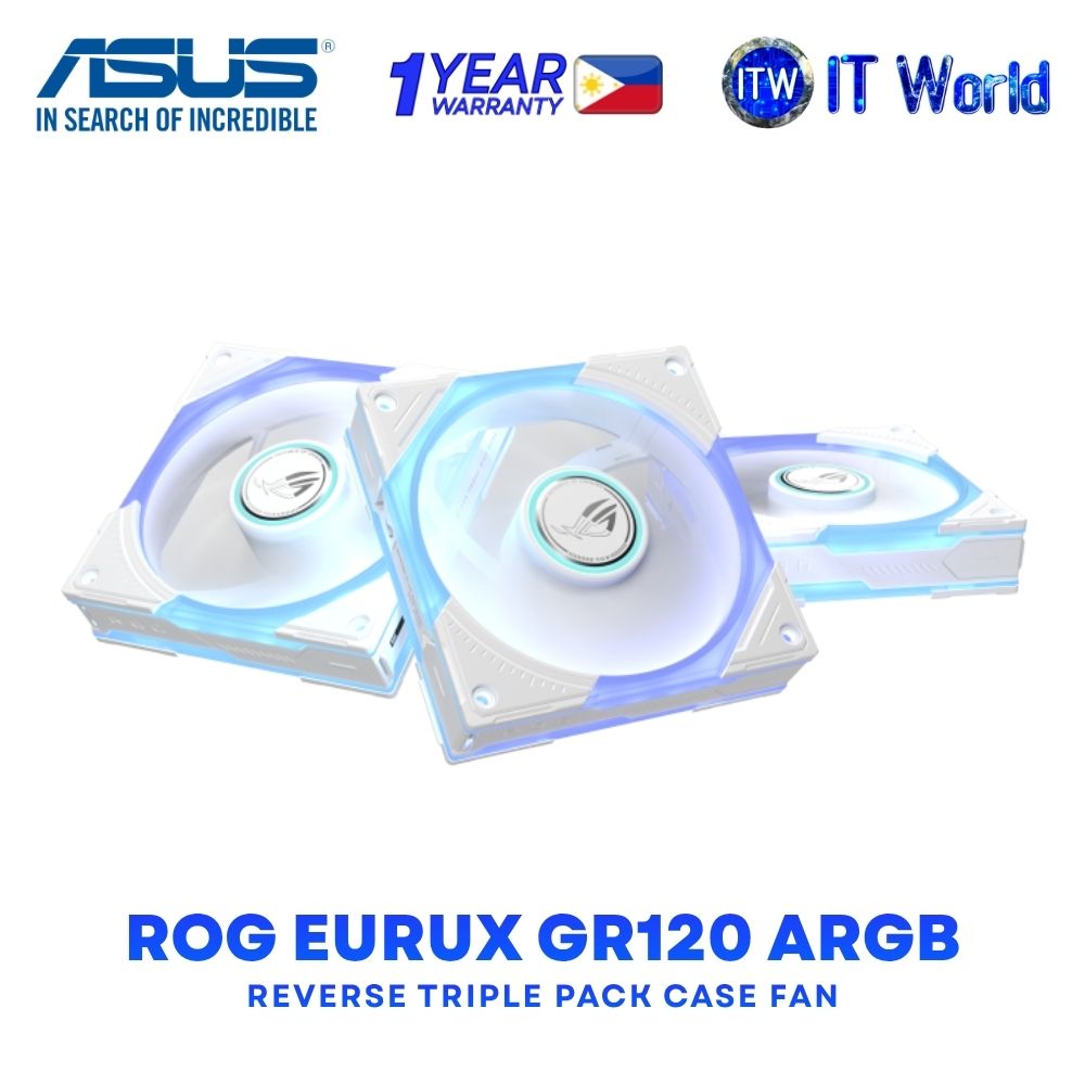 ASUS ROG Eurux GR120 ARGB Reverse Case Fan White Edition - Triple Pack GR120-1R