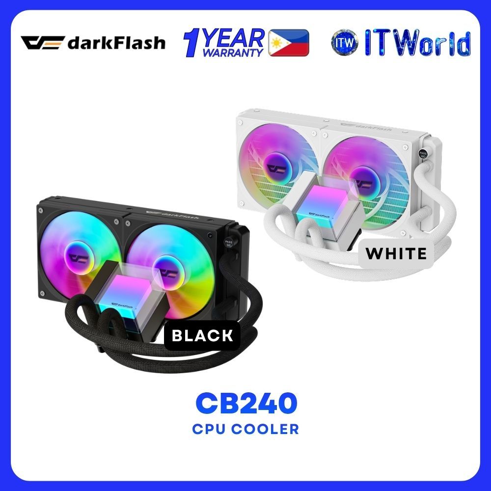 darkFlash Cube Series CB240 All-in-One 240mm Hydro Bearing Liquid CPU Cooler - Black | White itw