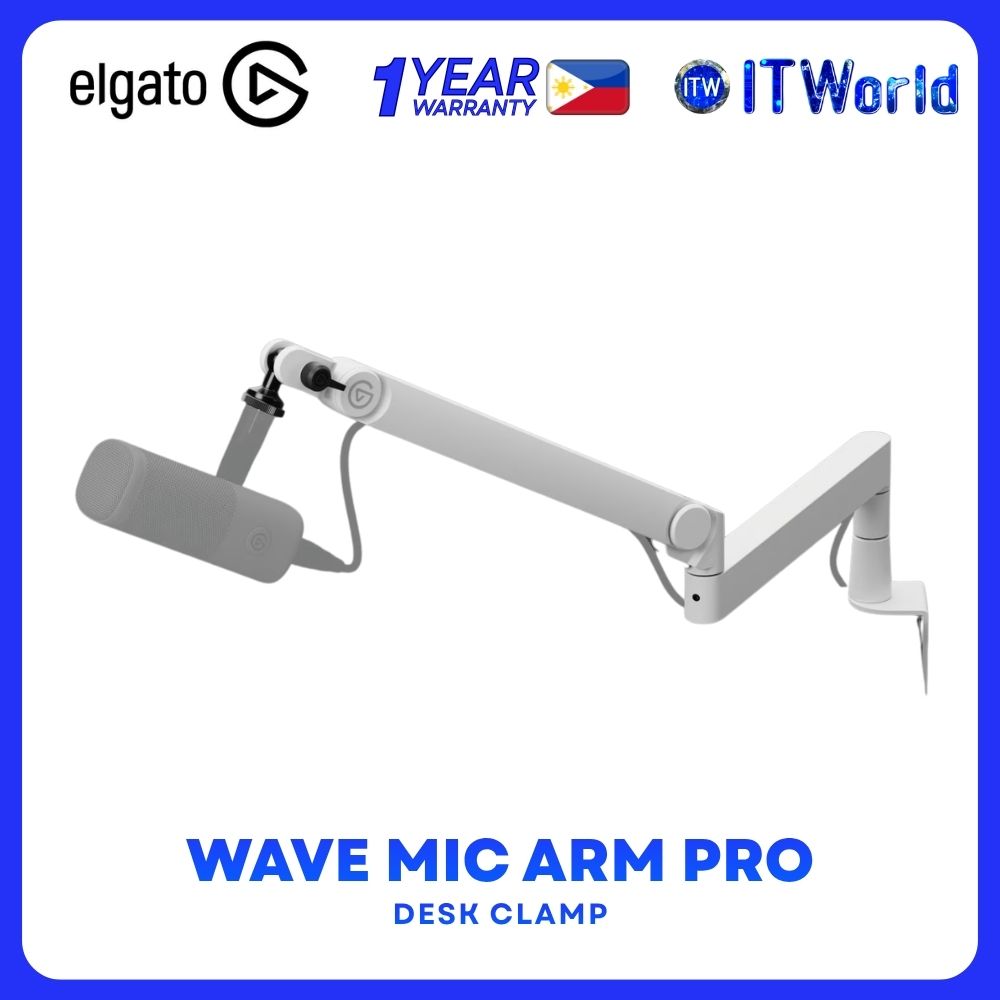 Elgato Wave Mic Arm Pro Low Profile Boom Arm for Streaming and Podcasting - White EL-10AAT9911 itw