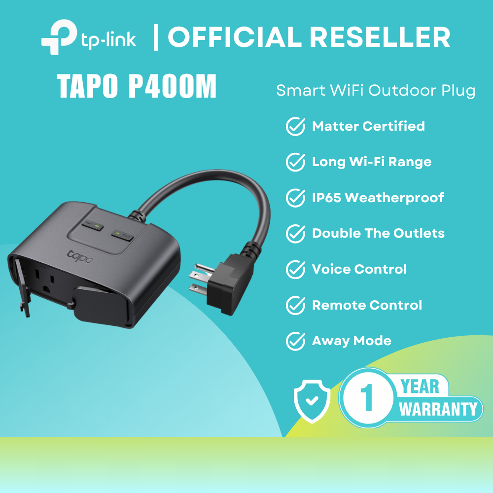 TP-Link Tapo P400M Smart WiFi Dual Antennas IP65 Waterproof Protection Outdoor Plug itw