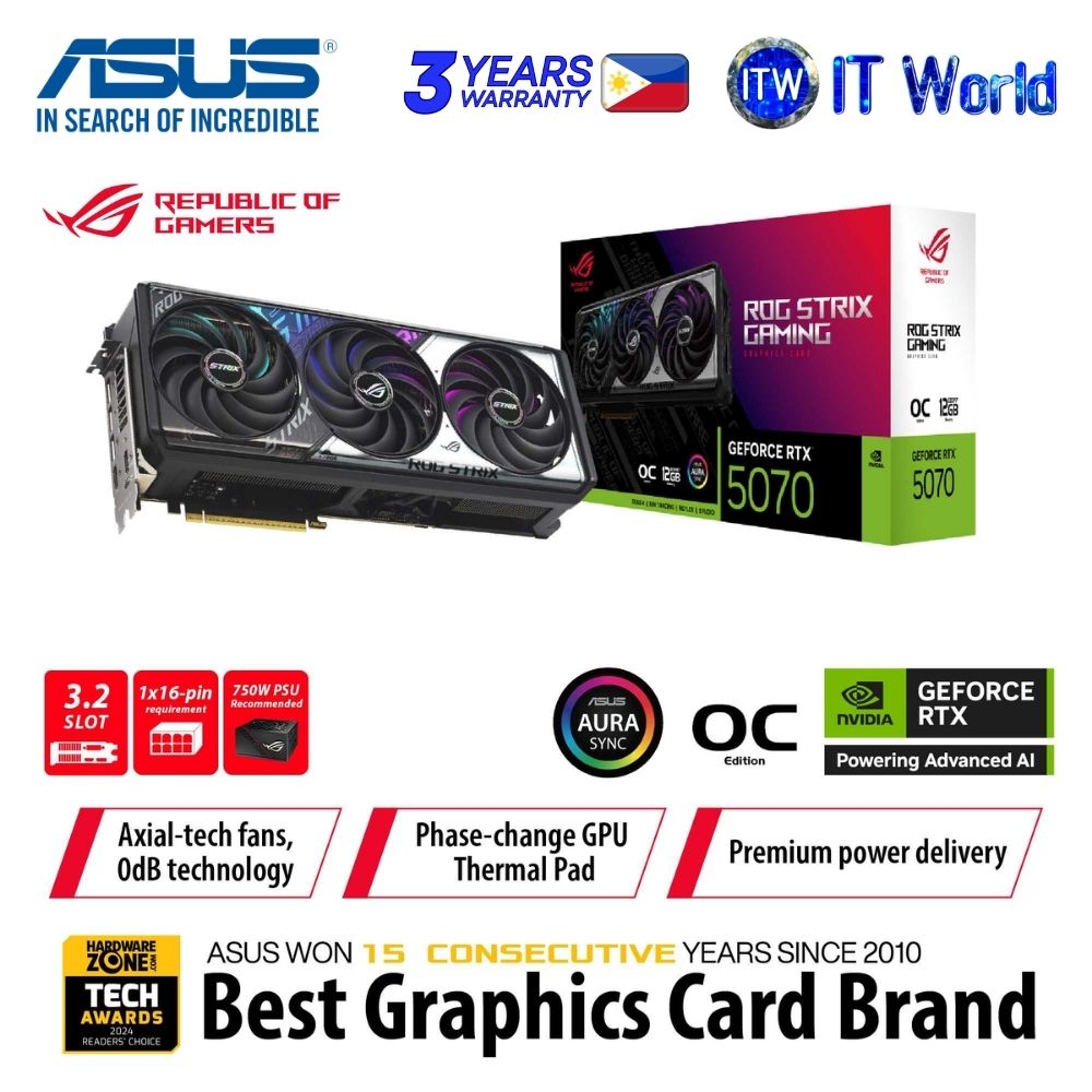 ASUS ROG Strix Geforce RTX 5070 12GB GDDR7 OC Edition Graphics Card ROG-STRIX-RTX5070-O12G-GAMING