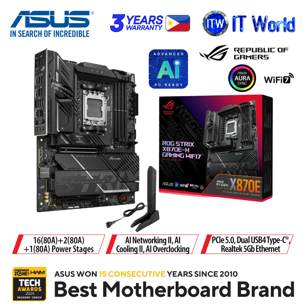 ASUS ROG Strix X870E-H Gaming WIFI7 ATX AM5 DDR5 AMD X870E Chipset Motherboard