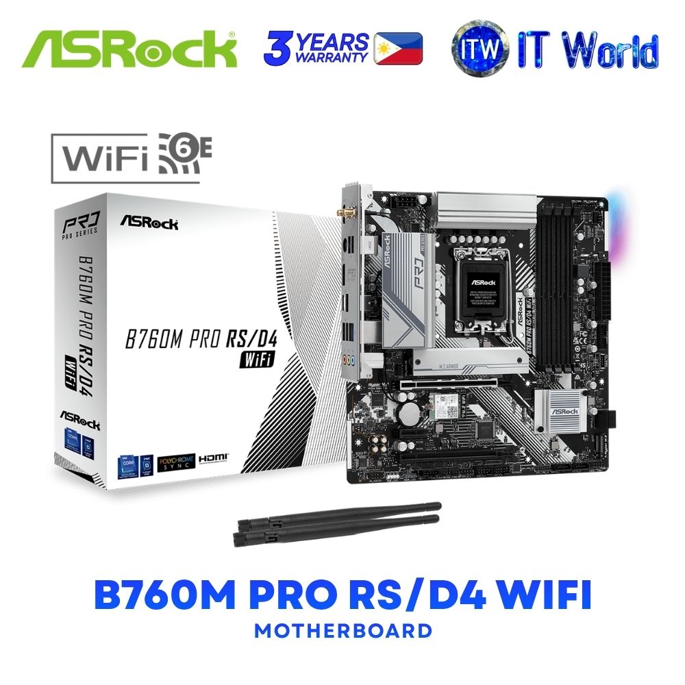 ASRock B760M PRO RS/D4 WIFI microATX LGA1700 DDR4 Intel B760 Chipset Motherboard