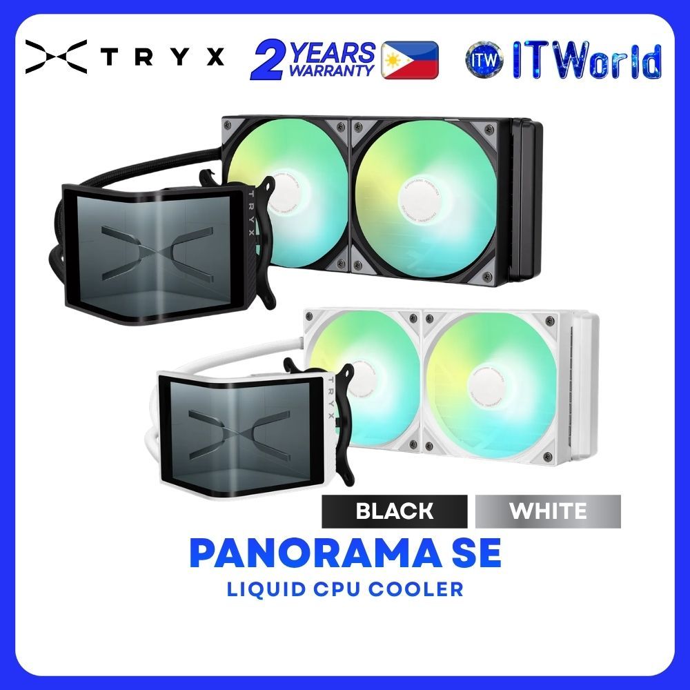 Tryx Panorama SE 240mm ARGB AIO Liquid CPU Cooler with 6.67" Curved OLED - Black | White itw