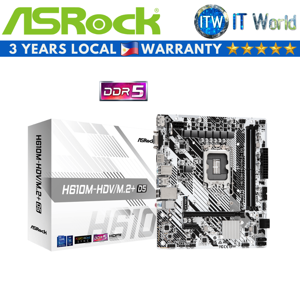 Asrock H610M-HDV/M.2+D5 microATX LGA1700 DDR5 Motherboard