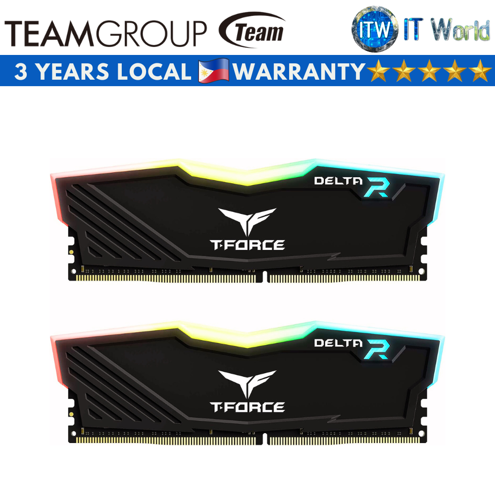 Teamgroup T-Force Delta RGB 16GB (2x8GB) DDR4-3600Mhz CL18 Gaming Desktop Memory (Black)