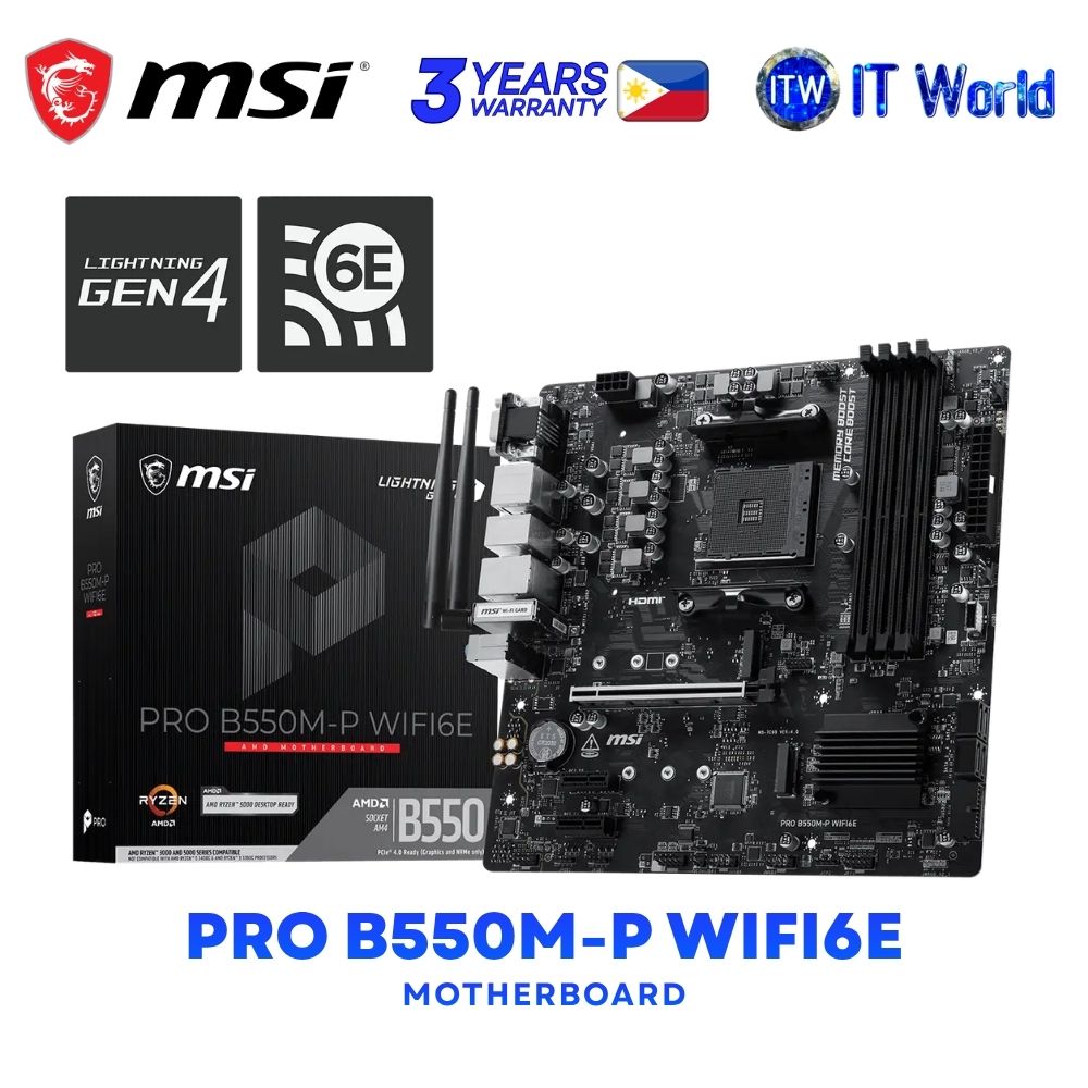 MSI PRO B550M-P WIFI6E mATX AM4 DDR4 AMD B550 Chipset Motherboard itw