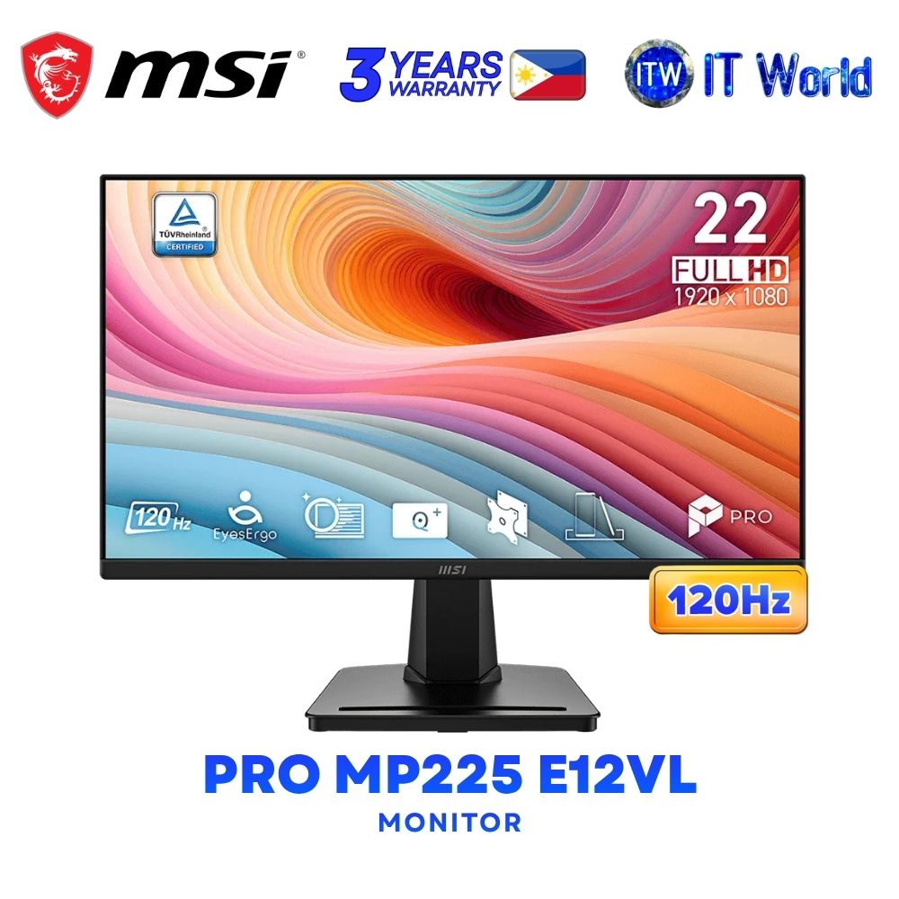 MSI PRO MP225 E12VL - 21.45" 1920x1080 FHD / 120Hz / VA / 1ms MPRT, 4ms GTG / Anti-Glare Monitor
