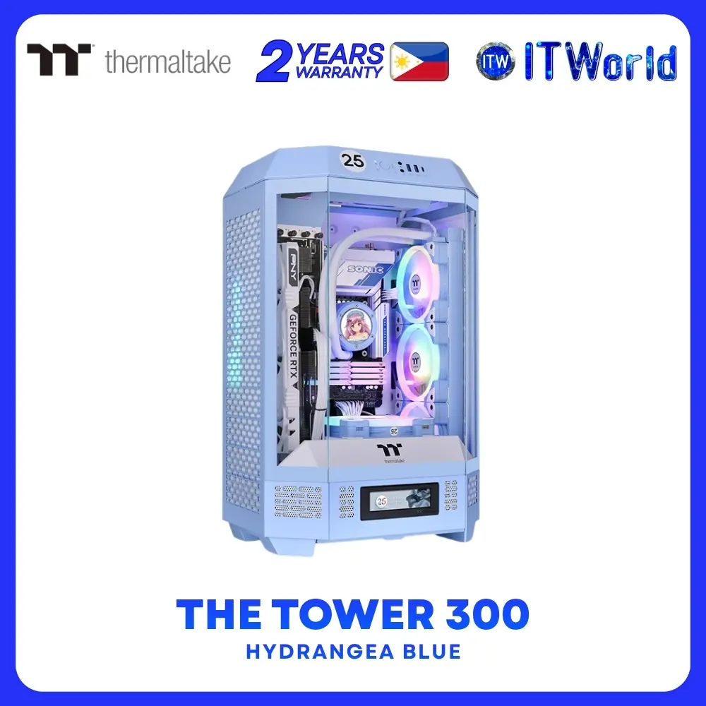 Thermaltake The Tower 300 Micro Tower Case m-ATX 420mm AIO 8 Fans - Hydrangea Blue | Matcha Green