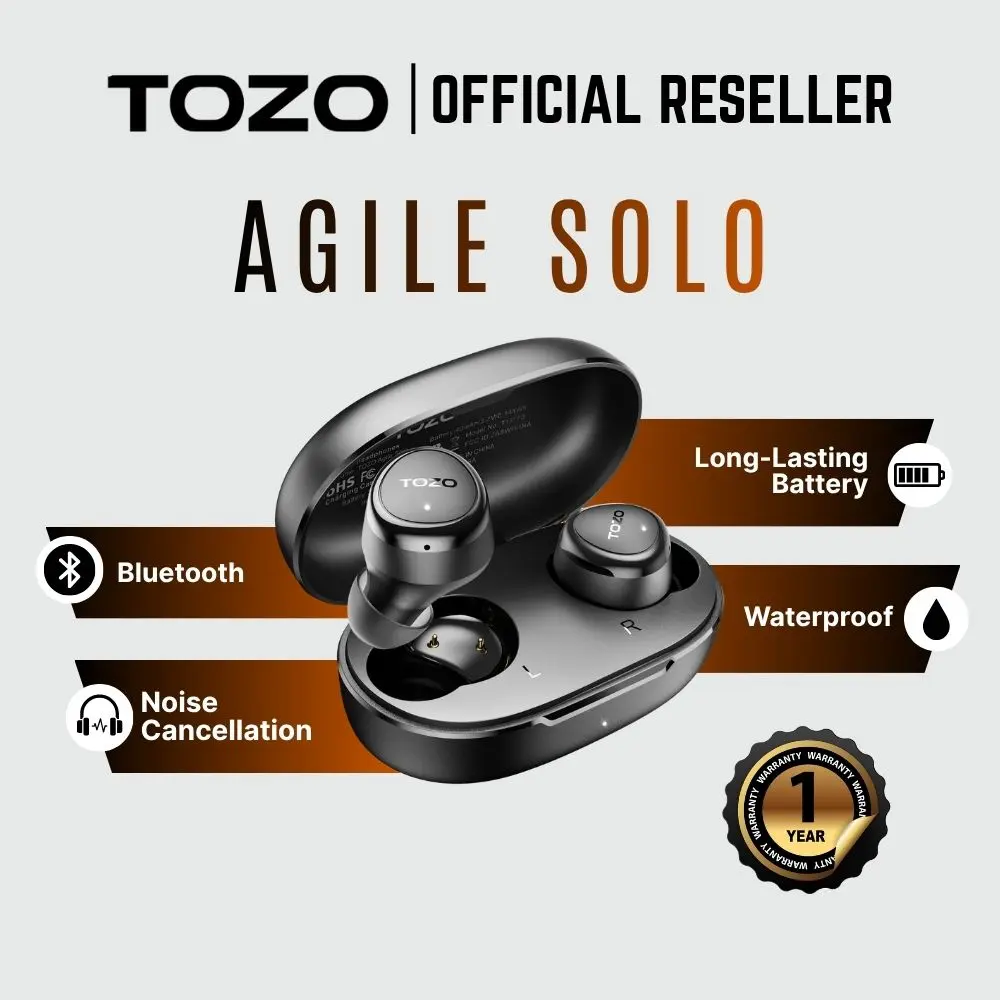 Tozo Agile Solo Lightweight and Fair-sounding In-ear True Wireless Earbuds - Black | Purple