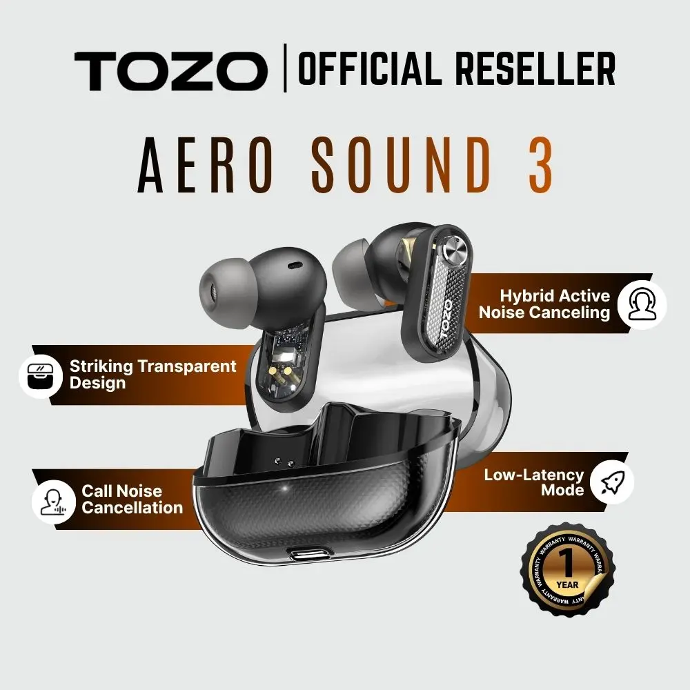 Tozo AeroSound 3 Hybrid Active Noise Cancelling Wireless Earbuds - Black | White | Blue | Pink