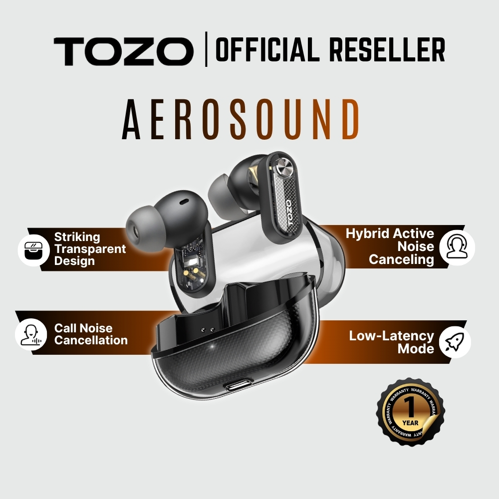 Tozo AeroSound Hybrid Built-in Dual Noise Cancelling Microphone Wireless Earbuds - Black