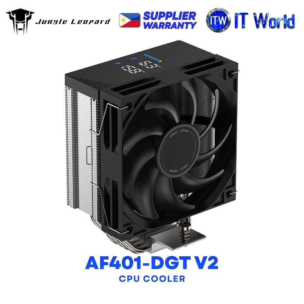 Jungle Leopard AF401-DGT V2 Single Tower CPU Cooler with Digital Display - Black
