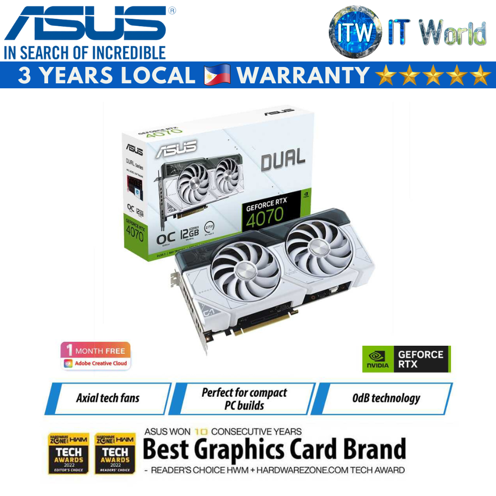 Asus Dual Geforce RTX 4070 OC 12GB GDDR6X Graphic Card White (DUAL-RTX4070-O12G-WHITE)