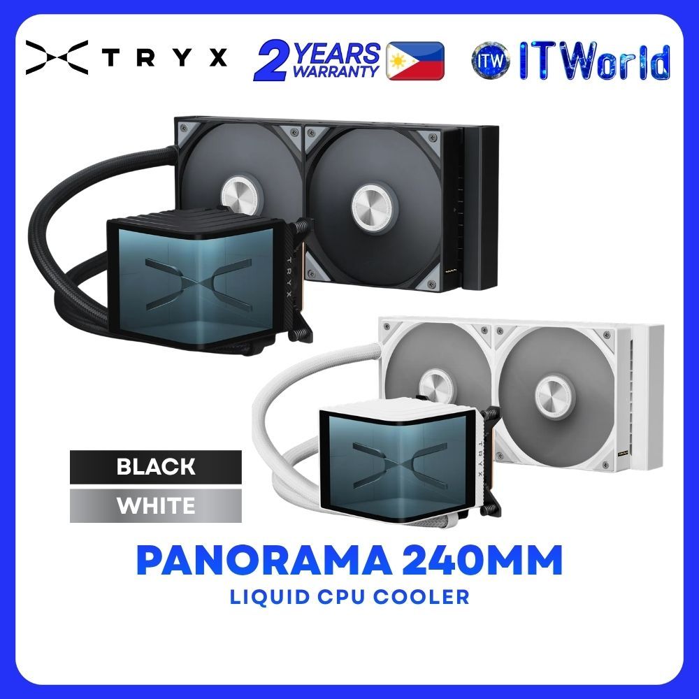 Tryx Panorama 240mm AIO Liquid CPU Cooler with 6.67" Curved OLED Display - Black | White itw